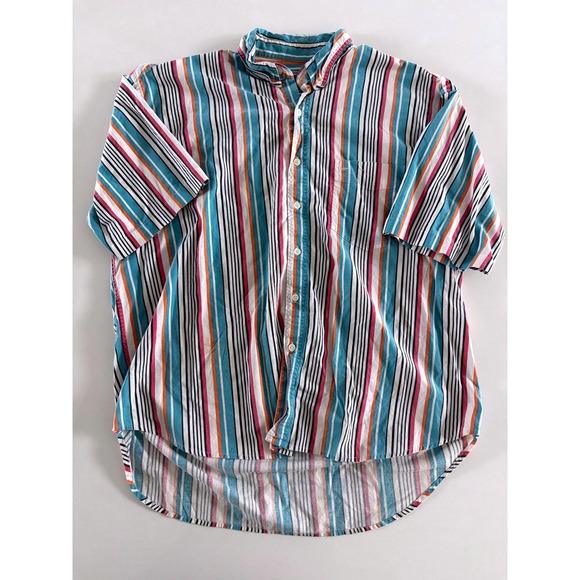 Pache Other - Vintage 1990s Pache Mens Large Multicolor Striped Short Sleeve Button Down Shirt